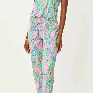 Sleeveless Blue Floral Jumpsuit